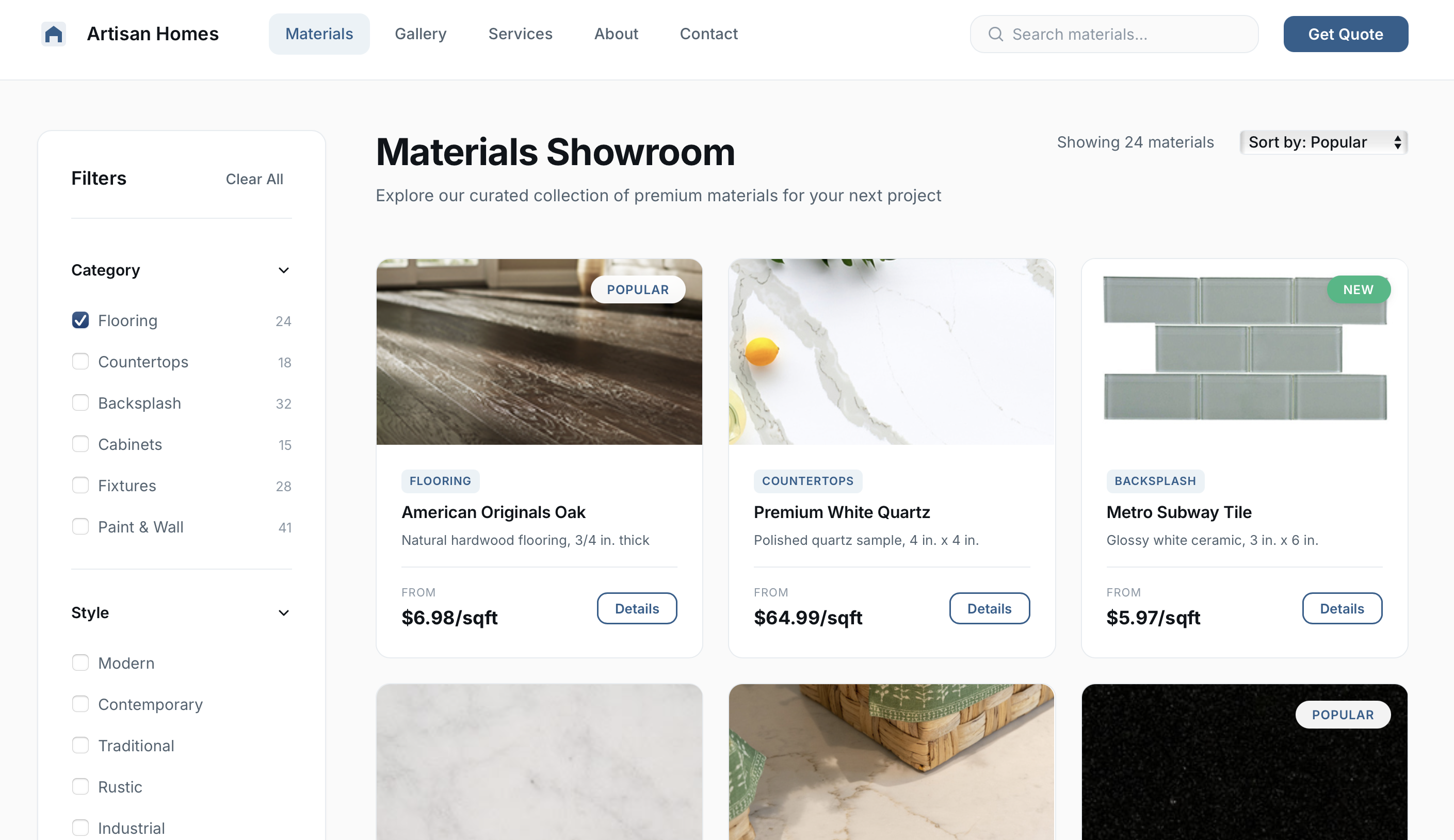 Digital Showroom Interface